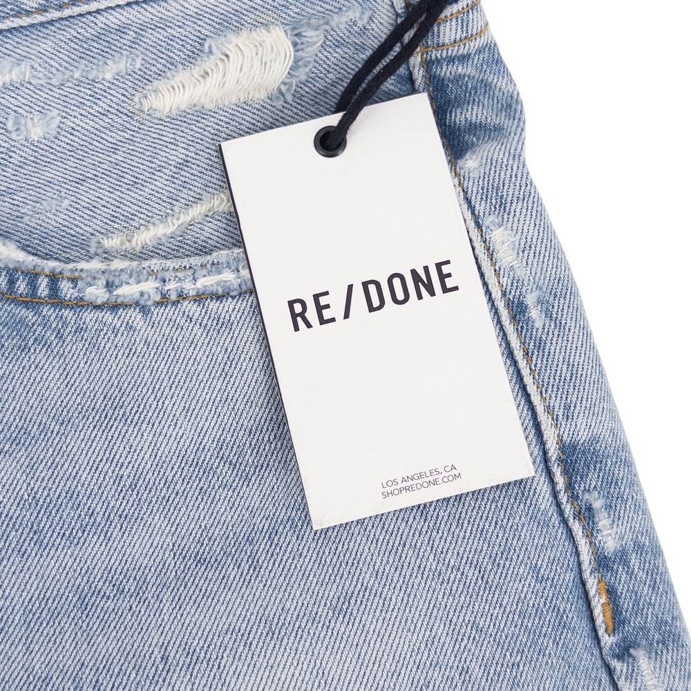 NEW Re/Done‎ Women's 26 Loose Long Short Light Blue Destroyed Ripped Tide Shorts - Picture 2 of 12